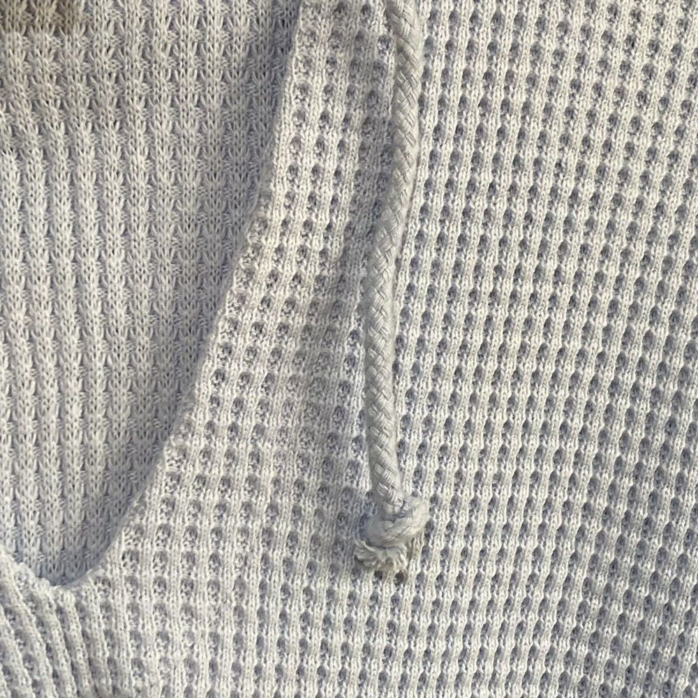 Moda International Womens Baby Blue Long Sleeve Waffle-Knit Hooded Sweater Sz XS - Picture 3 of 12